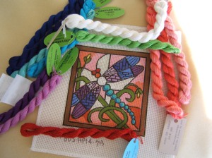 Dragonfly Hand Painted Canvas with threads